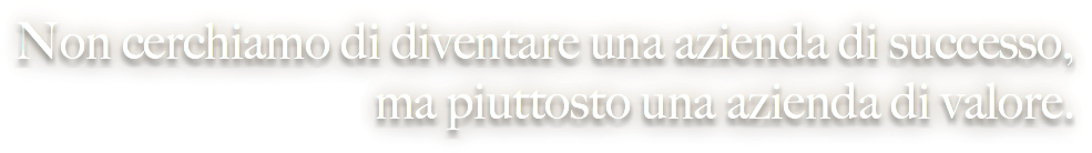 Non cerchiamo di diventare una azienda di successo, ma piuttosto una azienda di valore.